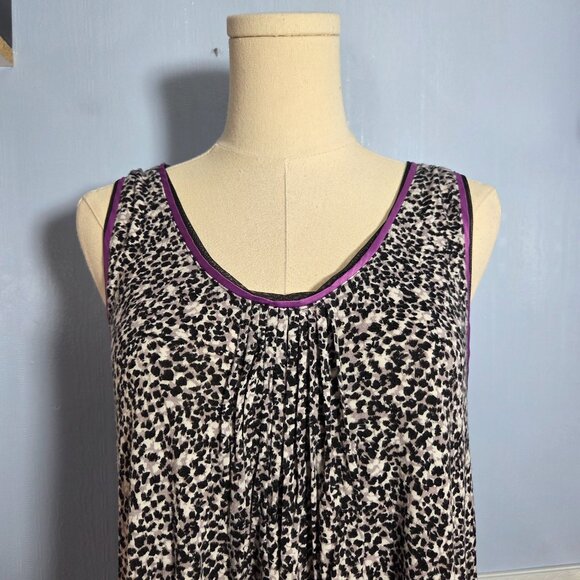 Simply Vera Vera Wang Medium Black Purple Animal Print Sleeveless Long Nightgown - Picture 2 of 11
